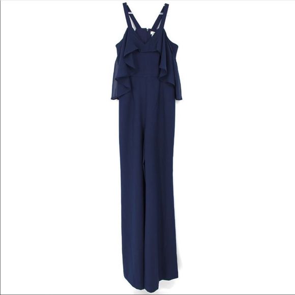 Jay Godfrey Oliver Cold ShoulderJumpsuit Navy 0 - Picture 2 of 6